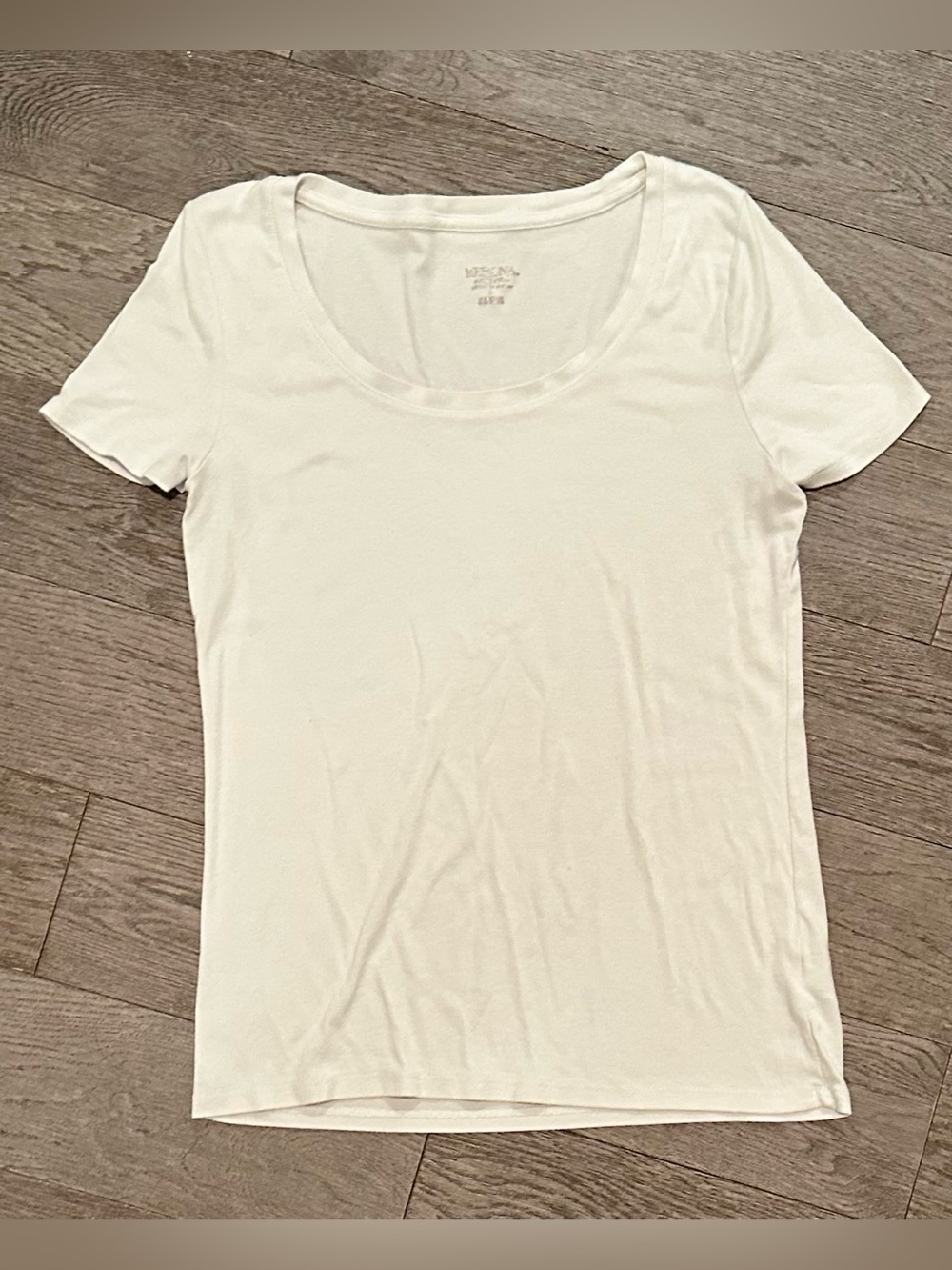 Merona Cotton Blend White Short Sleeve Top Size L